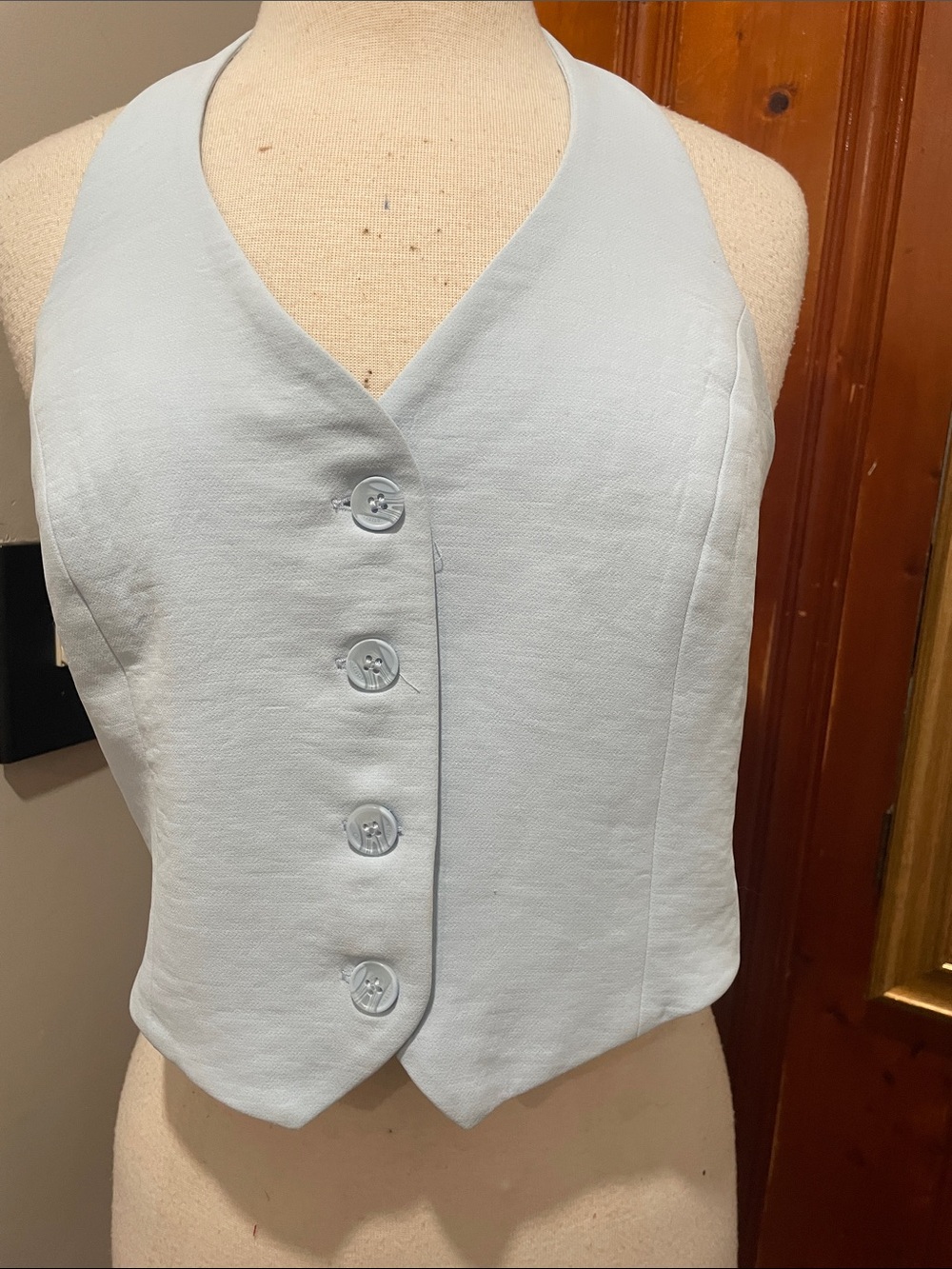 Christian Lacroix Blue Buttoned Halter Vest